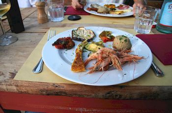 Sea food antipasta at Ristorante Dondoli in Chianti